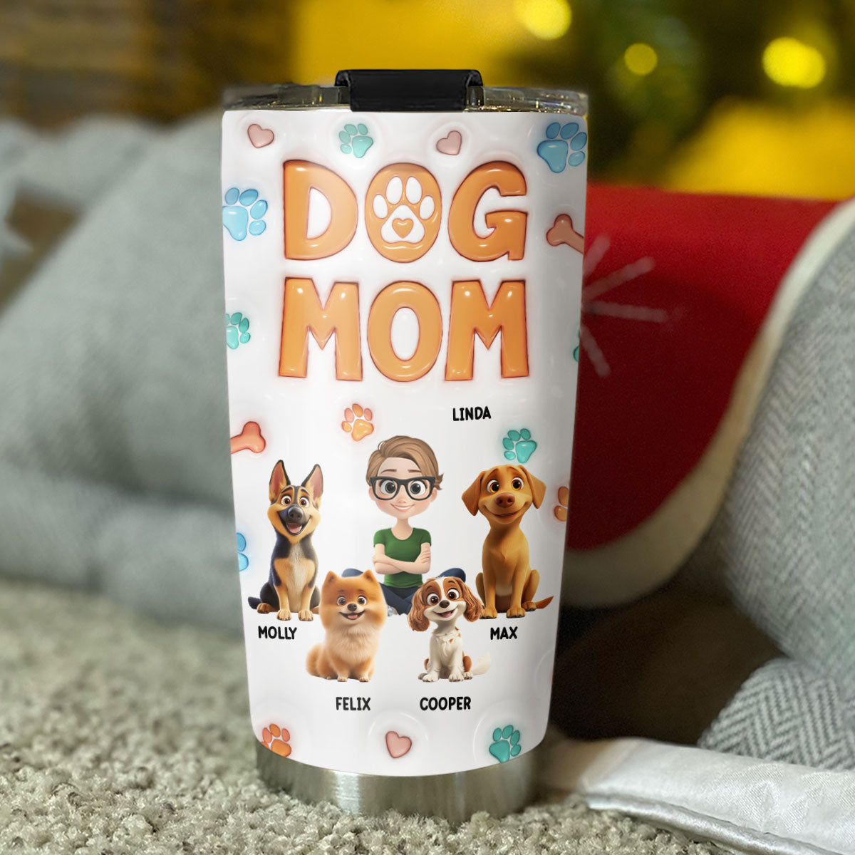 Unique Personalized Custom 3D Inflated Effect Dog Mom Chibi 20oz Tumbler