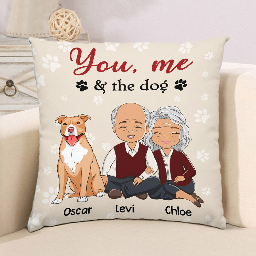 You, Me & Dogs - Personalized Custom Throw Pillow in 12' x 12' and 18' x 18' Sizes