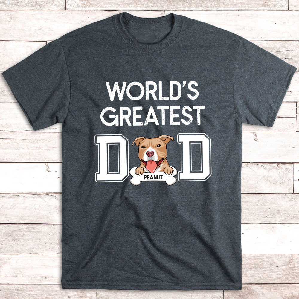 Greatest Dad Peeking - Personalized Custom Unisex 5.3 oz T-shirt for Pet Lovers