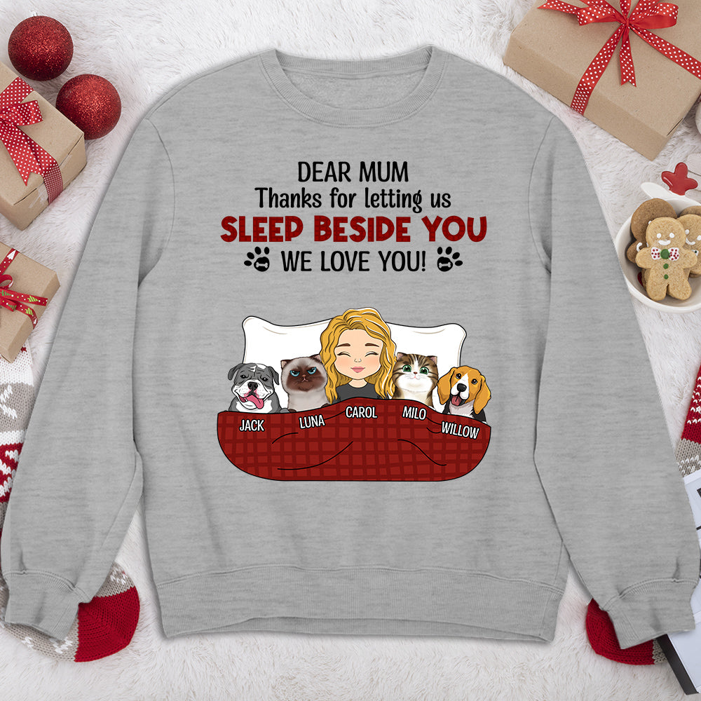 Letting Us Sleep Beside You - Customizable Personalized Unisex 8.0 oz Sweatshirt for Pet Lovers