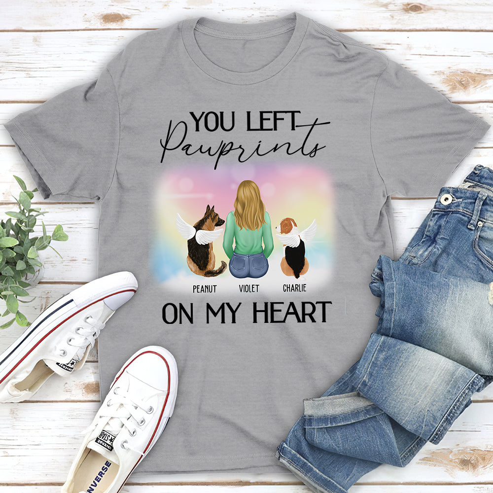 You Left Pawprints - Personalized Custom Unisex Memorial T-shirt for Pet Lovers