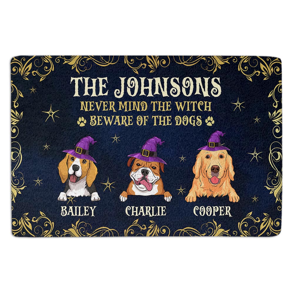 Never Mind The Witch - Customizable Personalized Doormat with Your Dog's Picture