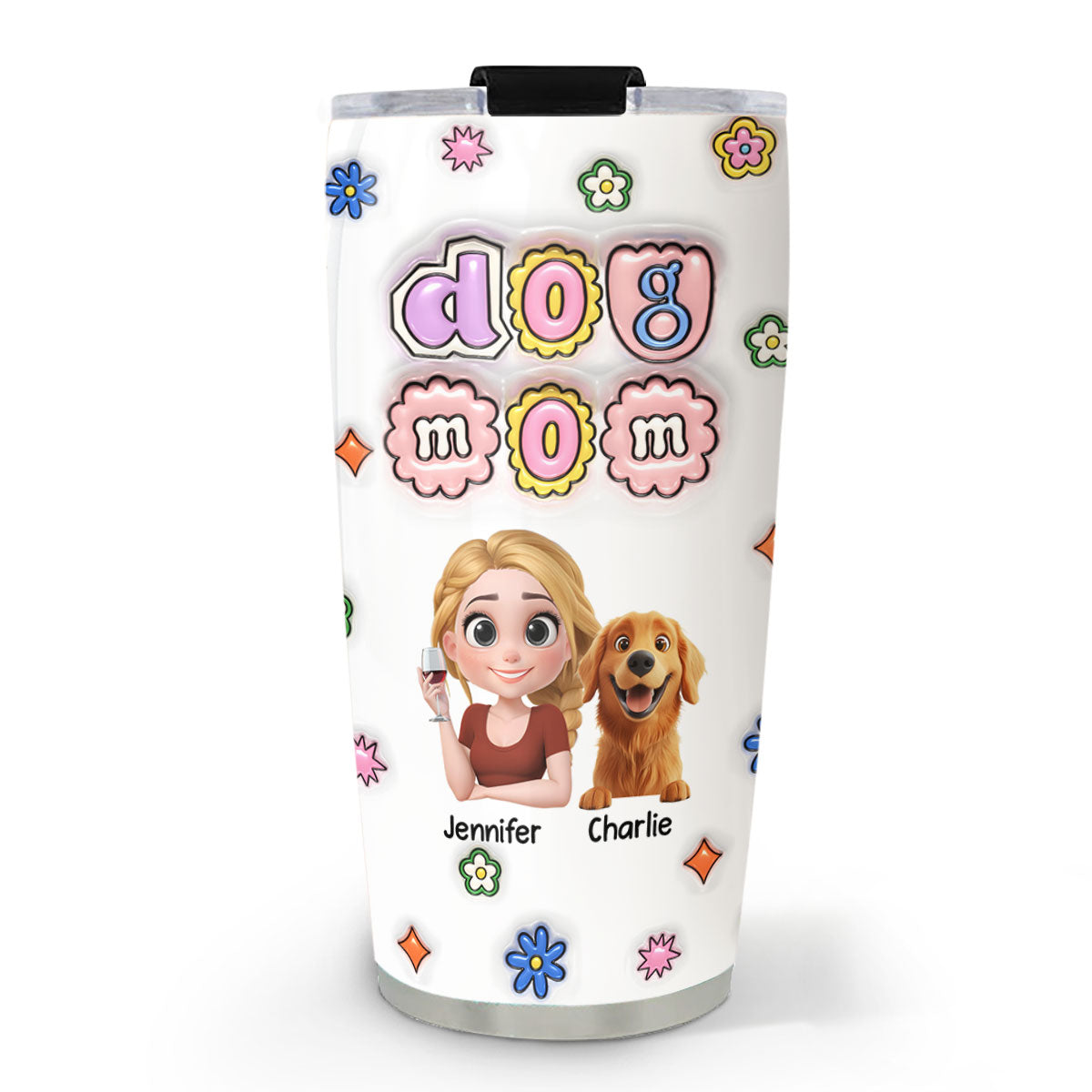 Personalized 3D Inflated Effect Chibi Dog Mom Tumbler - Ideal for Every Occasion