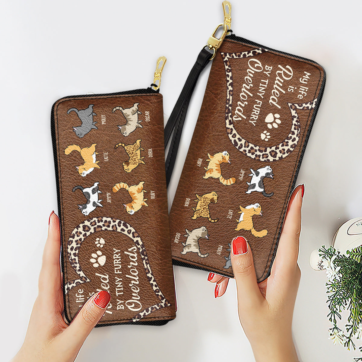Personalized Custom Leather Wallet - My Life Is Ruled By Cats, Ideal Gift for Women with Premium PU Leather