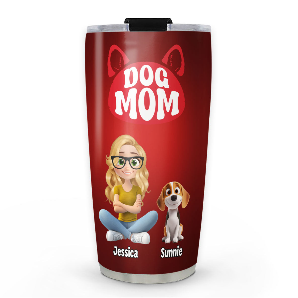 Customizable Red Dog Mom Personalized Tumbler - 20oz