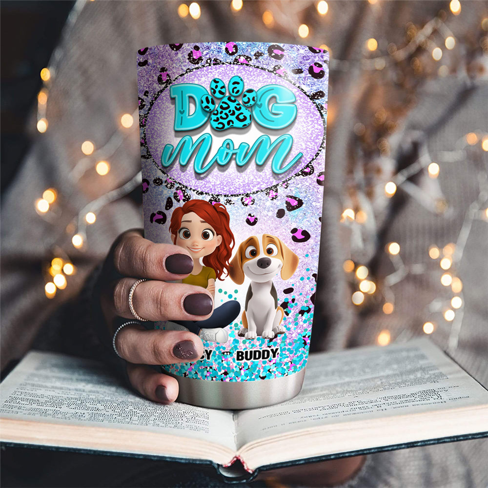 Stylish Dog Mom Paw Leopard Personalized Custom 20oz Tumbler