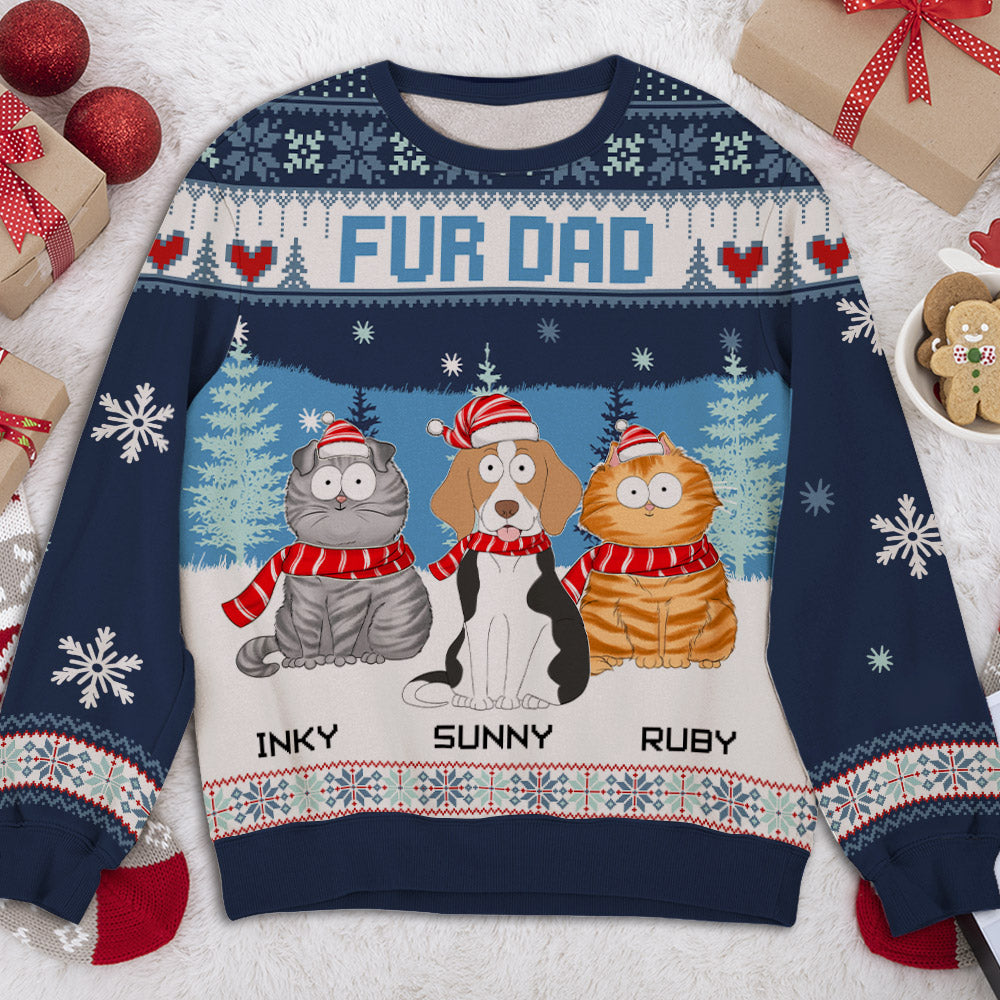 Cozy Winter Personalized Custom All-Over-Print Dog Mom Sweatshirt - Ideal Gift for Dog Lovers