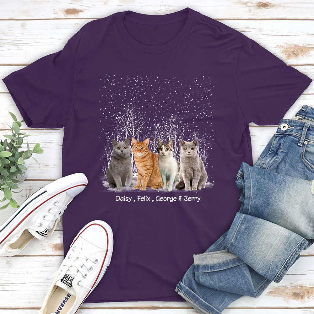 Personalized Custom Unisex Winter Cat Photo T-shirt - Ideal Gift for Pet Lovers