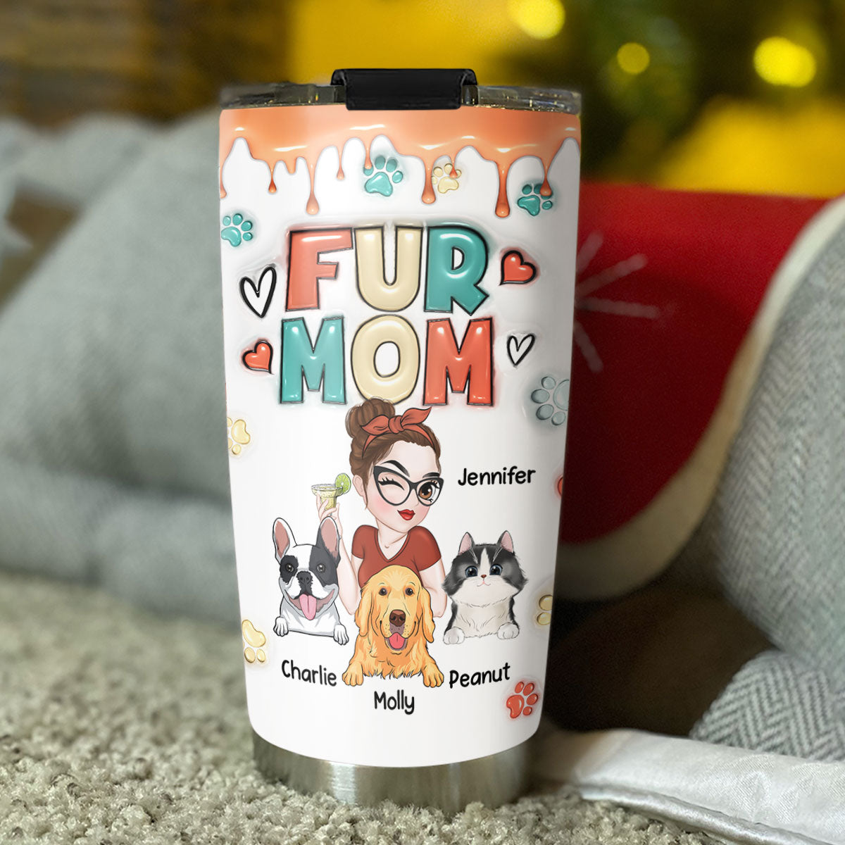 Mom of Pet - Personalized Custom 3D Inflated Effect 20oz Stainless Steel Tumbler with Thousands of Cool Designs