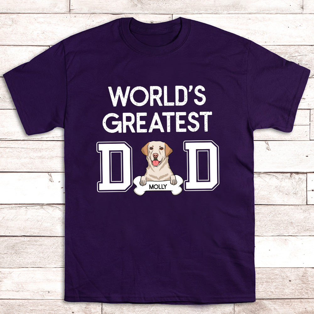Greatest Dad Peeking - Personalized Custom Unisex 5.3 oz T-shirt for Pet Lovers