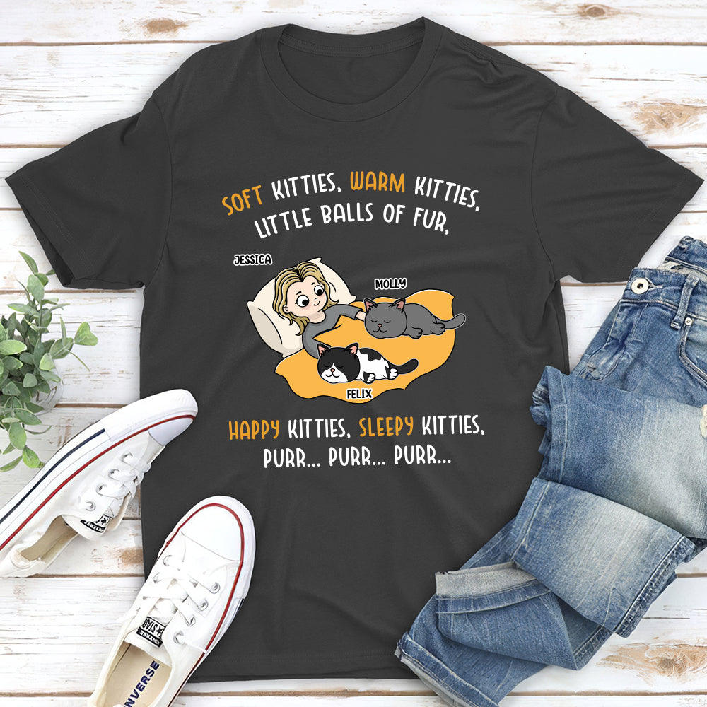 Happy Kitty Sleepy Kitty - Personalized Custom Unisex 5.3 oz T-shirt for Pet Lovers