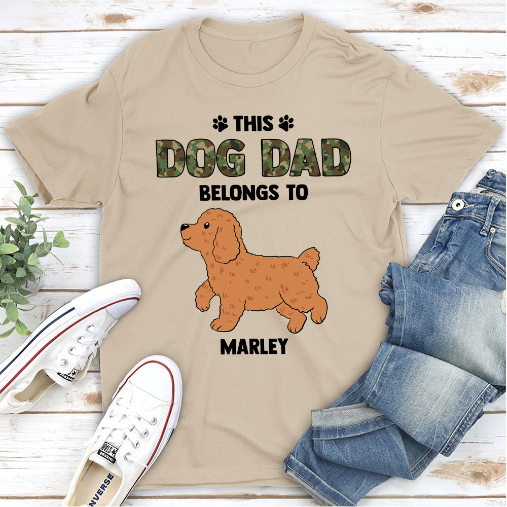 Dad Belongs To Dog - Personalized Custom Unisex 5.3 oz Heavy Cotton T-shirt