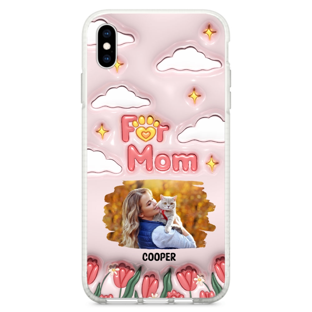 Personalized Custom 3D Inflated Effect 'I Love My Fur Mom' Photo Phone Case - Stylish and Protective