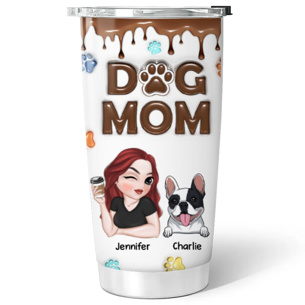 Adorable Dog Mom - Personalized Custom 3D Inflated Effect 20oz Stainless Steel Tumbler for All Occasions