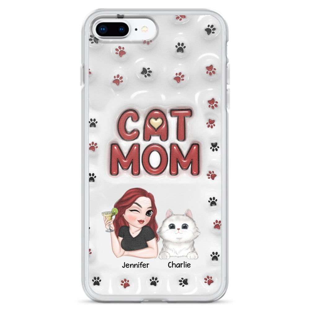 Adorable Cat Mom Personalized 3D Inflated Effect Custom Phone Case for Smartphones