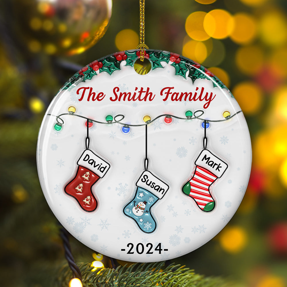 Unique Personalized Custom 3D Inflated Effect Premium White Ceramic Christmas Ornament