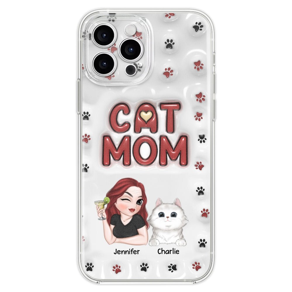 Adorable Cat Mom Personalized 3D Inflated Effect Custom Phone Case for Smartphones