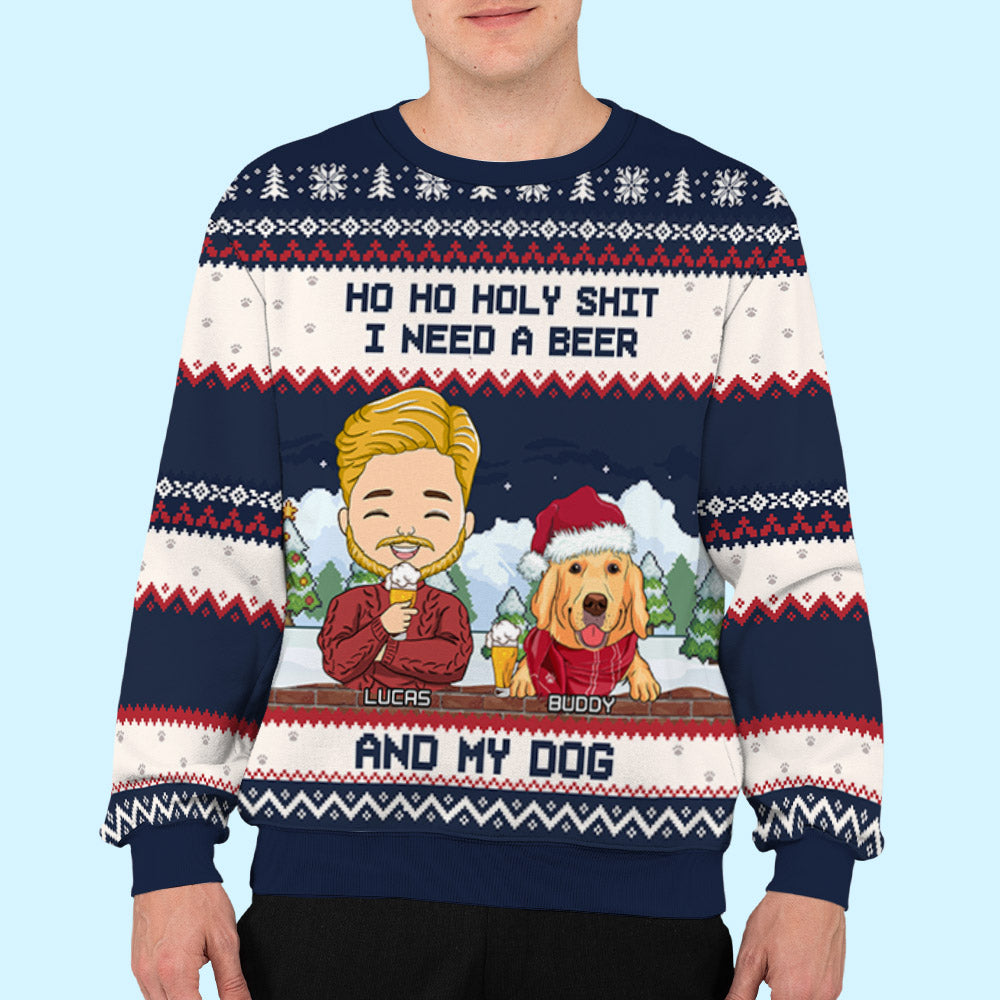 Beer & Dog - Stylish Personalized Custom All-Over-Print Unisex Sweatshirt for Pet Lovers