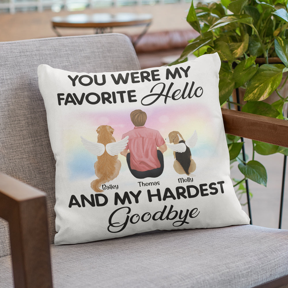 Favorite Hello And My Hardest Goodbye - Personalized Custom Throw Pillow for Pet Lovers, 12' x 12' & 18' x 18'