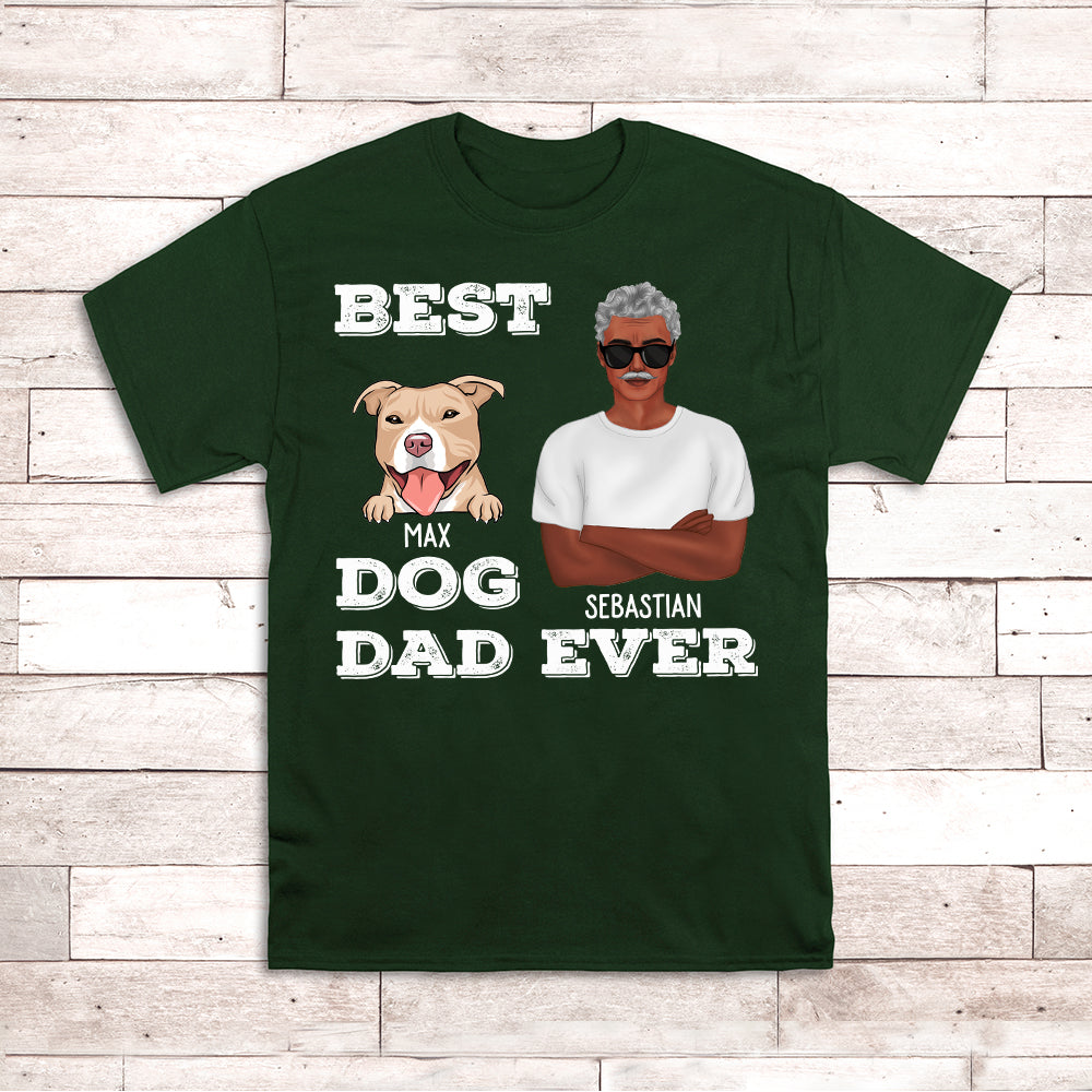 Best Dog Dad Peeking - Personalized Custom Unisex 5.3 oz T-shirt for Pet Lovers