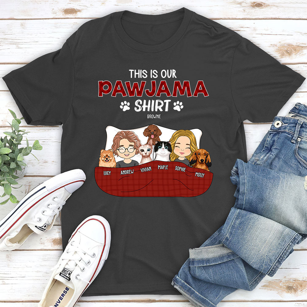Personalized Custom Unisex Couple Pajama Shirt Version T-shirt - Ideal Gift for Pet Lovers