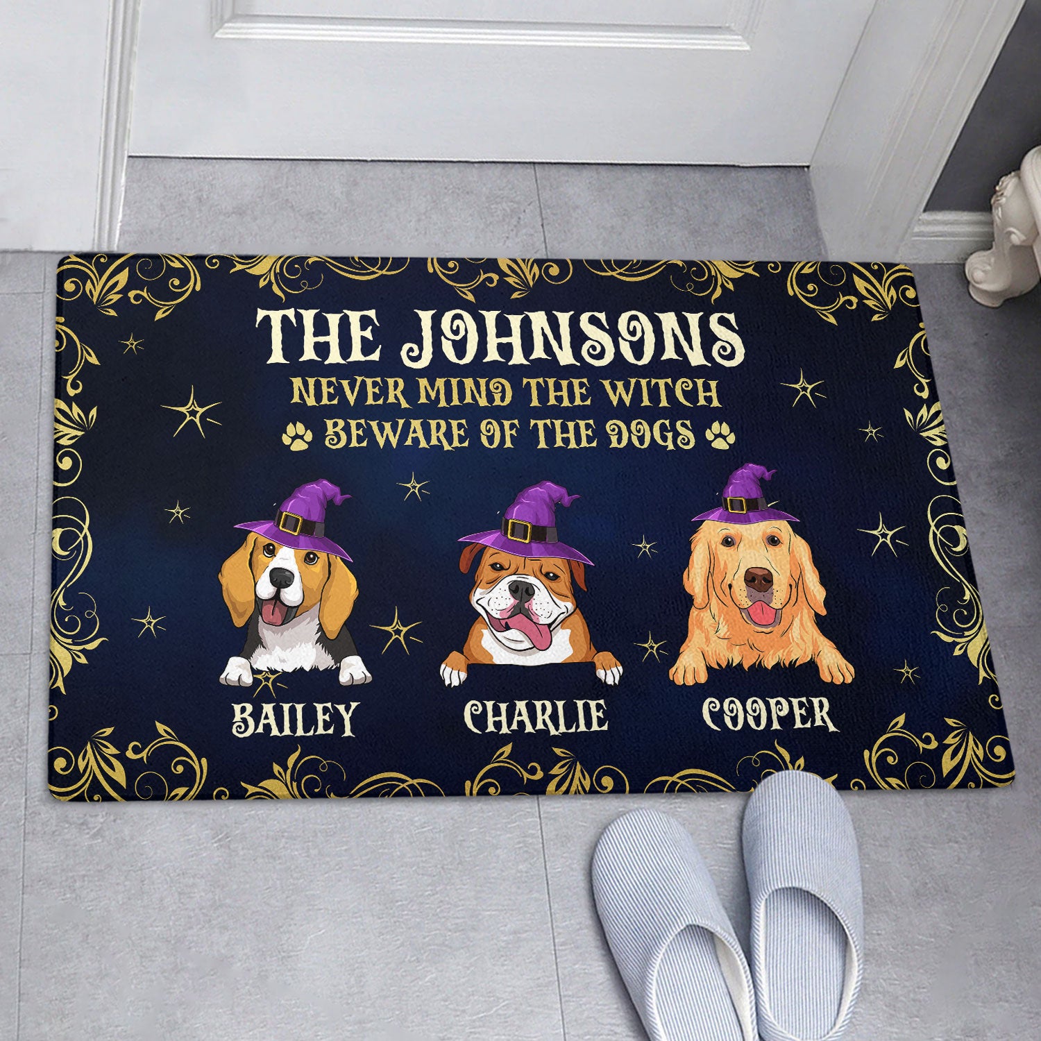 Never Mind The Witch - Customizable Personalized Doormat with Your Dog's Picture