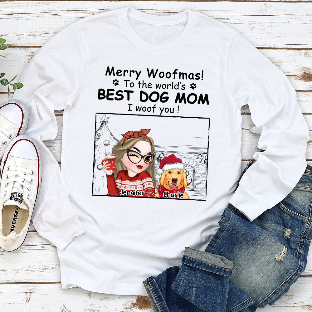 Best Dog Mom Christmas - Personalized Custom Long Sleeve T-shirt for Pet Lovers