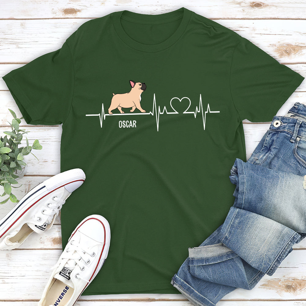 Dog Heartbeat - Personalized Custom Unisex 5.3 oz T-shirt for Pet Lovers