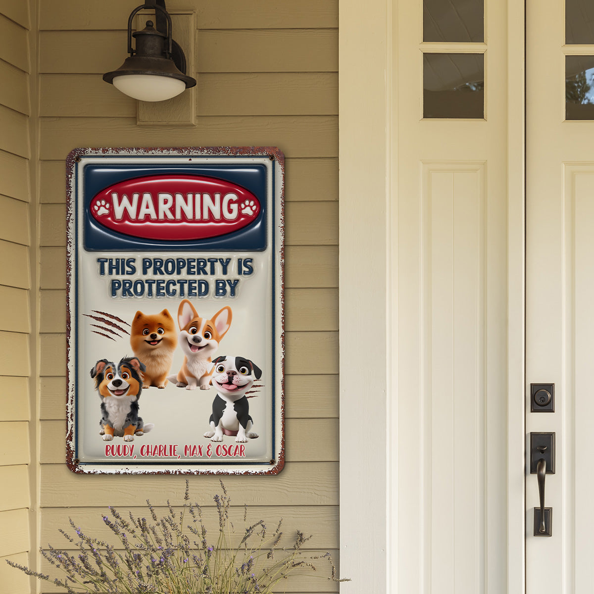 Ver 2 Personalized Custom 3D Inflated Effect Metal Sign for Property Protection