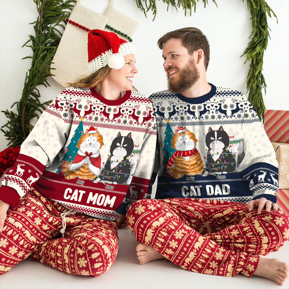 Personalized Custom All-Over-Print Christmas With Cats Unisex Sweatshirt