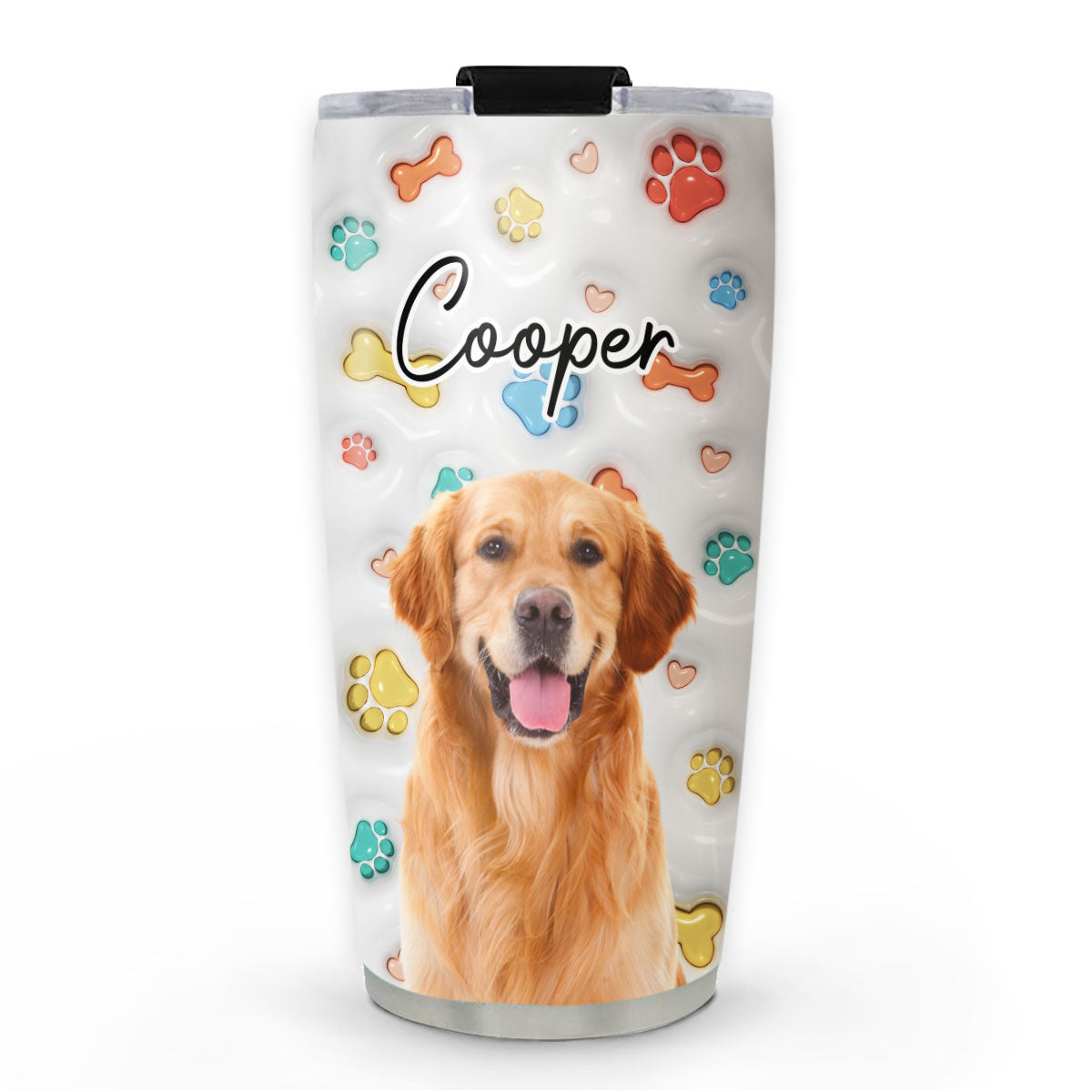 Adorable Dog Baby Photo - Customizable 3D Inflated Effect Stainless Steel Tumbler for All Occasions