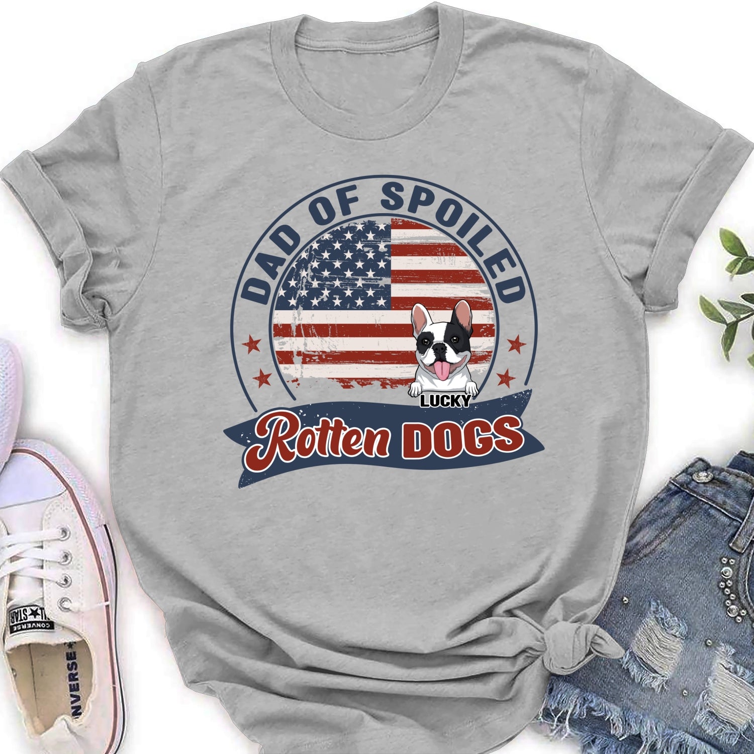 Personalized Custom Women's T-shirt for Proud Mom and Dad of Spoiled Rotten Dogs
