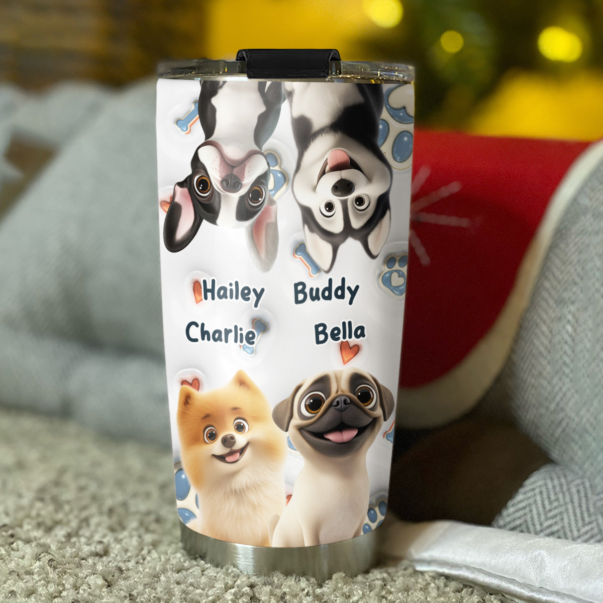 Oh My Dogs Are Adorable - Personalized Custom 3D Inflated Effect 20oz Stainless Steel Tumbler for All Occasions