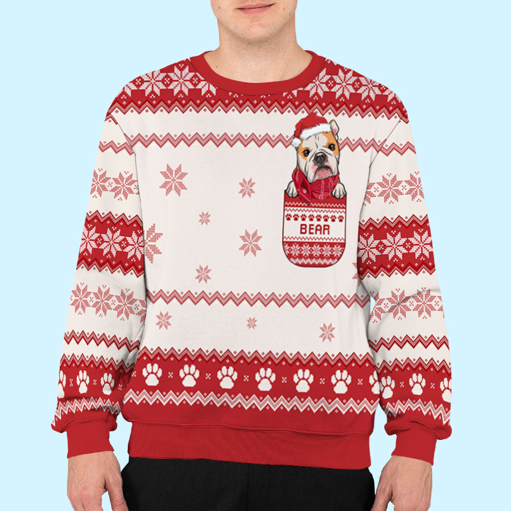 Pocket Dog - Customizable All-Over-Print Unisex 8.8 oz Personalized Sweatshirt for Pet Lovers