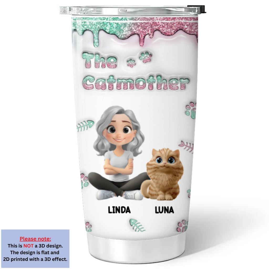 The Catmother Ver 2 - Unique Personalized Custom 3D Inflated Effect 20oz Stainless Steel Tumbler