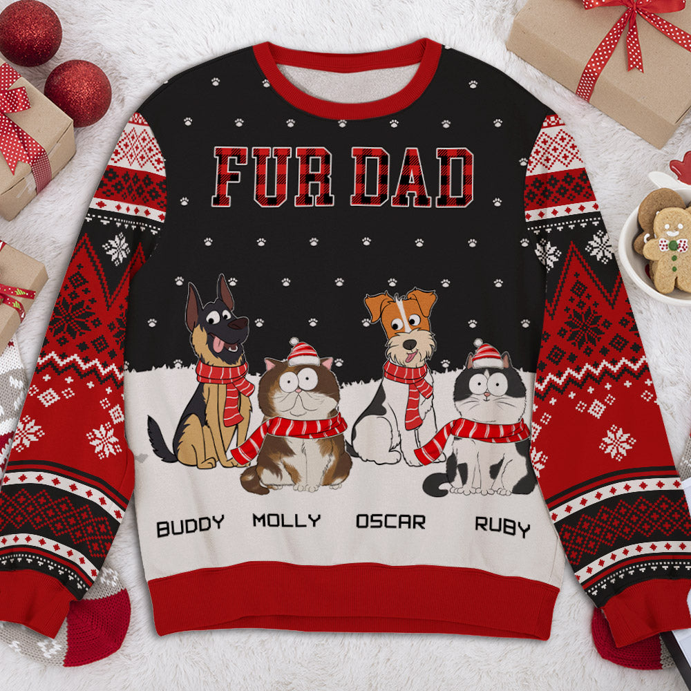 Fur Dad Mom Plaid - Customizable All-Over-Print Personalized Sweatshirt for Pet Lovers