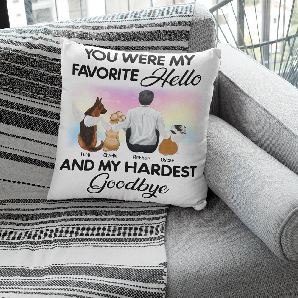 Favorite Hello And My Hardest Goodbye - Personalized Custom Throw Pillow for Pet Lovers, 12' x 12' & 18' x 18'