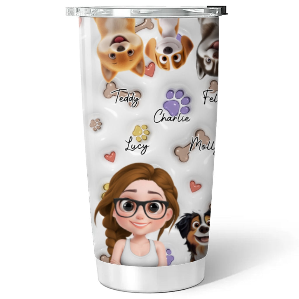 Charming Dogs and Their Mom - Personalized 3D Inflated Effect Custom Tumbler for All Occasions