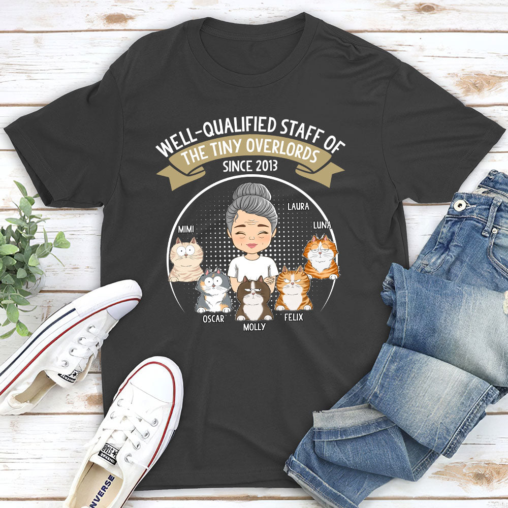 Well-Qualified Cat Staff Personalized Custom Unisex 5.3 oz T-shirt - Ideal Gift for Pet Lovers