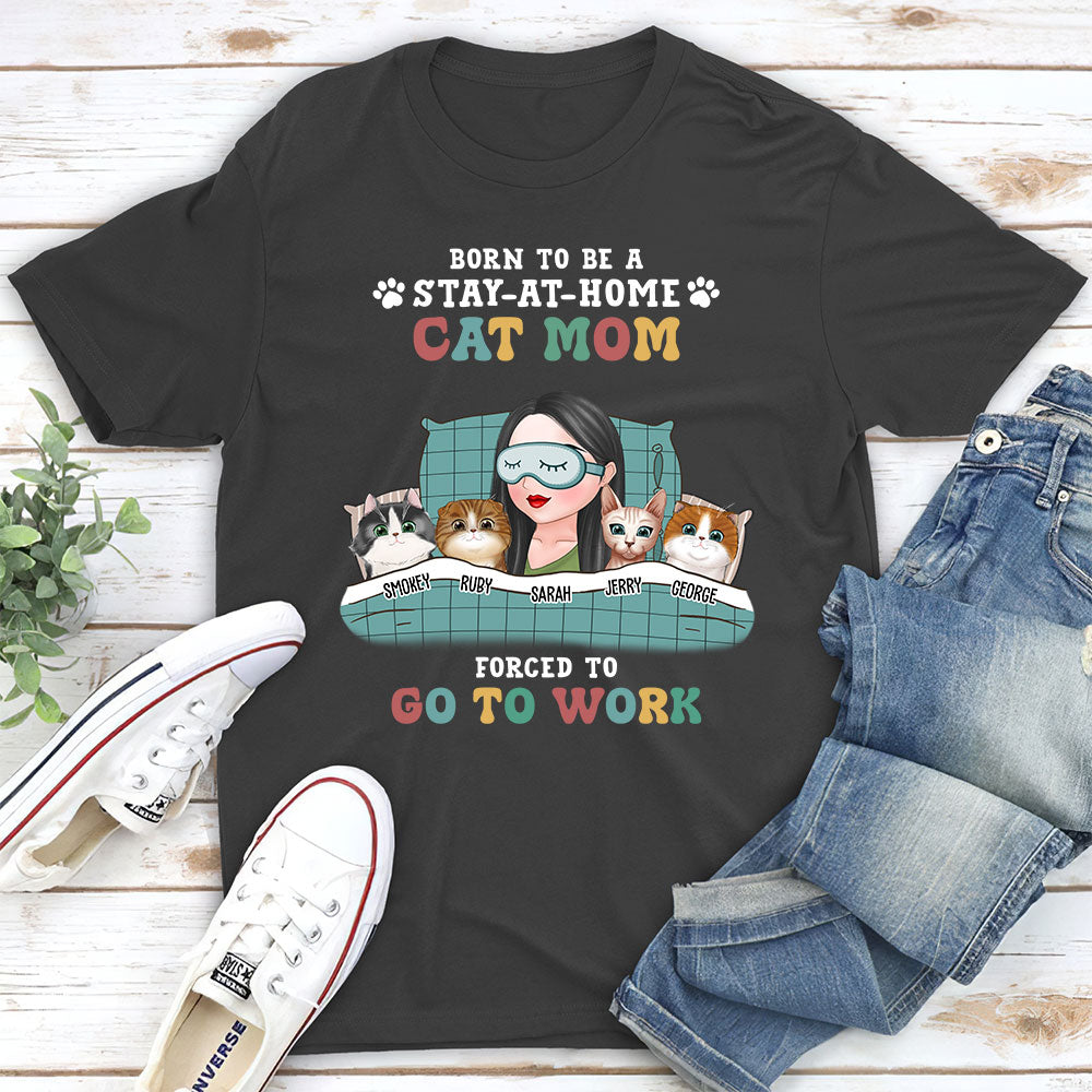 Stay-at-home Cat Mom - Personalized Custom Unisex 5.3 oz T-shirt for Pet Lovers