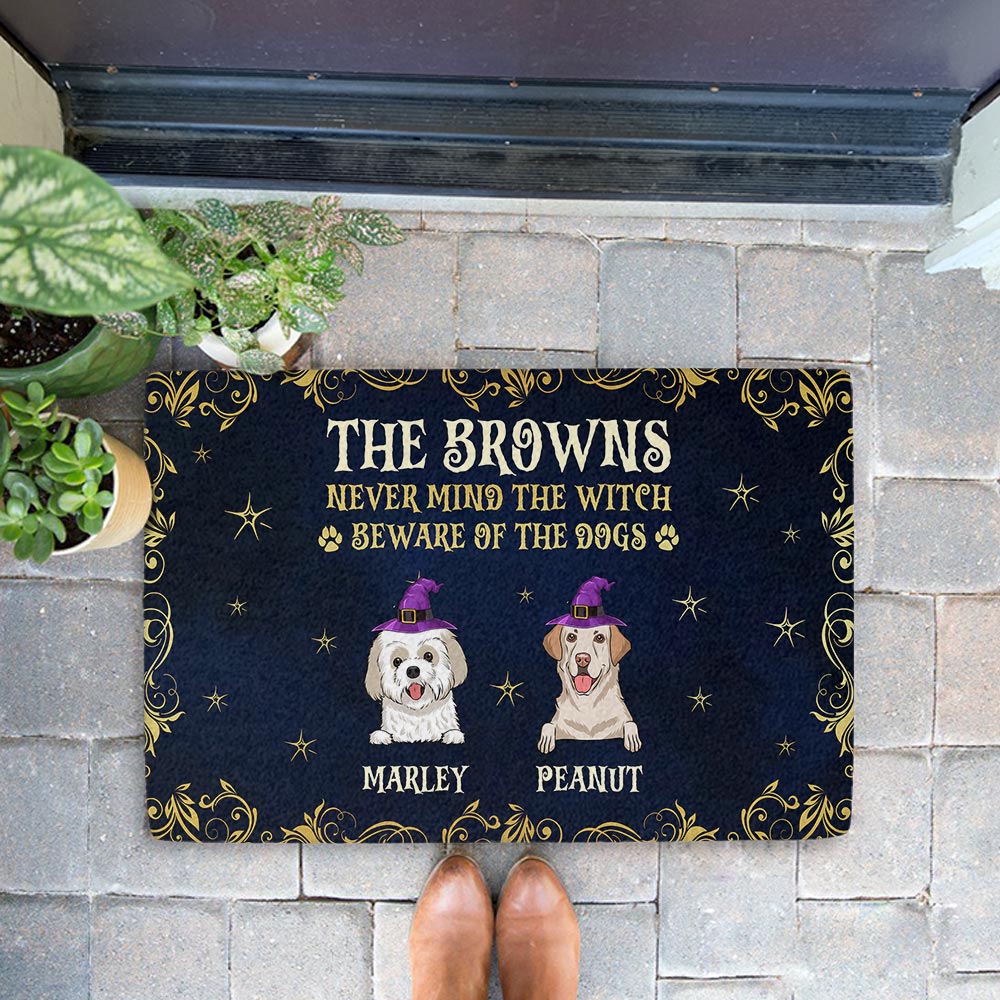 Never Mind The Witch - Customizable Personalized Doormat with Your Dog's Picture
