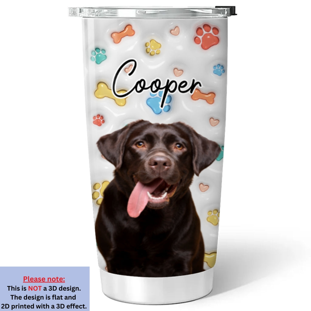 Adorable Dog Baby Photo - Customizable 3D Inflated Effect Stainless Steel Tumbler for All Occasions