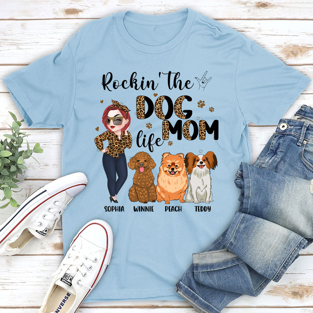 Rockin' The Dog Mom Life - Personalized Custom Unisex 5.3 oz T-shirt for Pet Lovers
