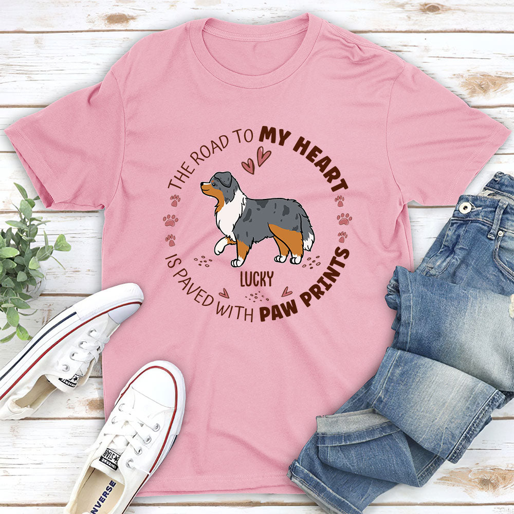 The Road To My Heart - Personalized Custom Unisex 5.3 oz T-shirt for Pet Lovers