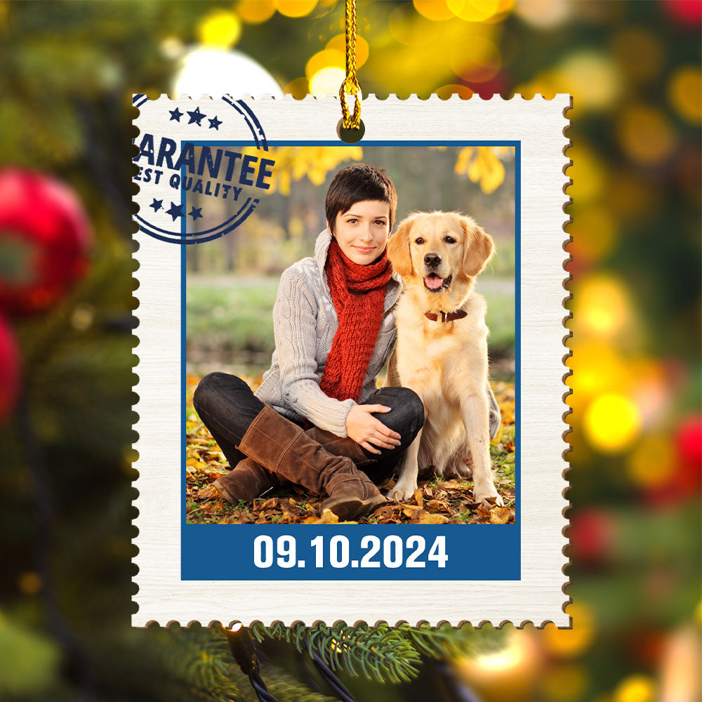 Personalized Custom 1 - layered Wood Photo Stamp Christmas Ornament