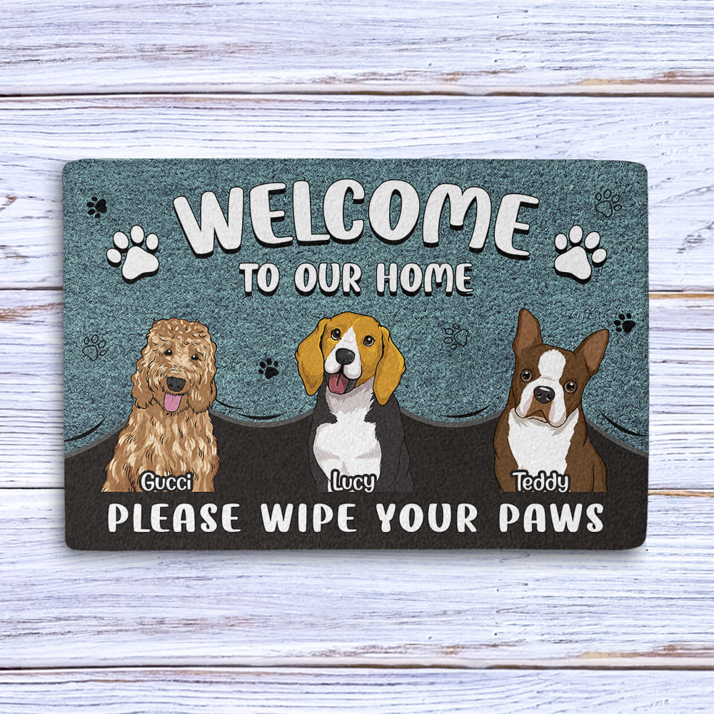 Personalized Custom 'Please Wipe Your Paws' Doormat with Dog's Picture