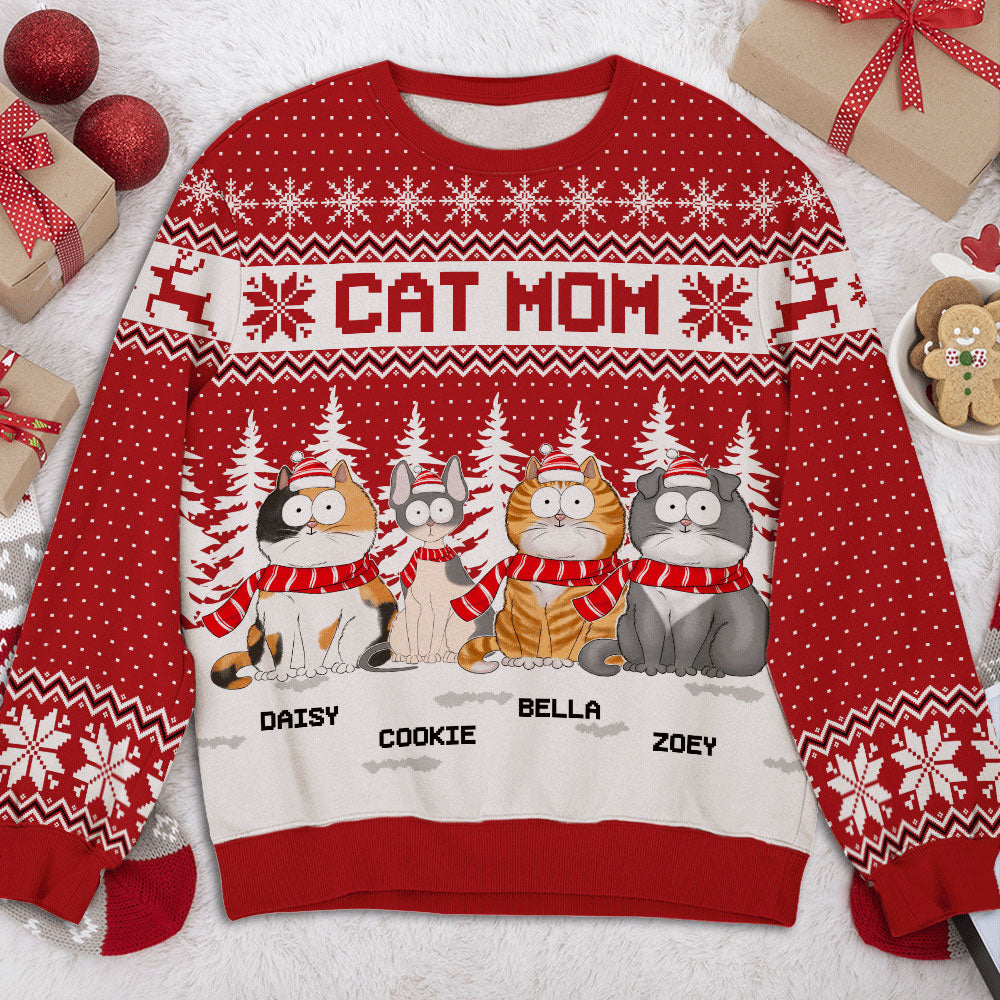 Snowy Dog Mom - Customizable All-Over-Print Unisex Polyester Blend Sweatshirt - Ideal Gift for Dog Lovers