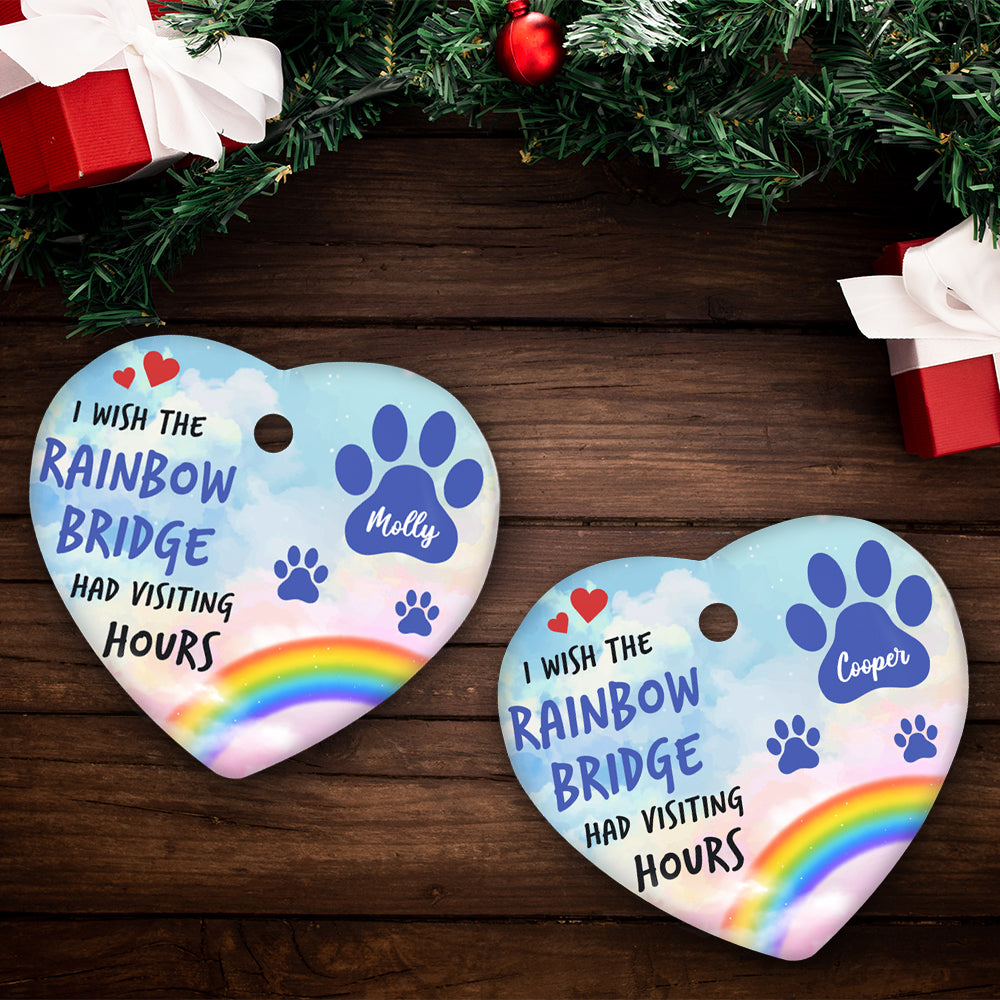 Rainbow Bridge - Exquisite Personalized Custom Heart Ceramic Christmas Ornament for Pet Lovers