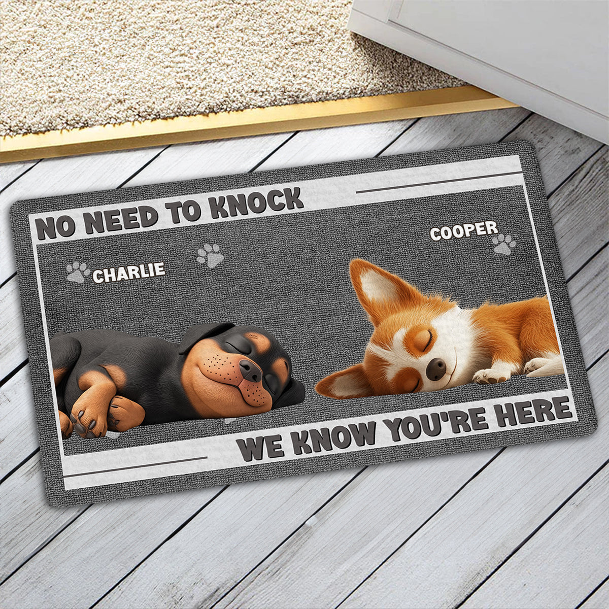 Personalized Custom Doormat - No Need To Knock, Ideal for Pet Lovers