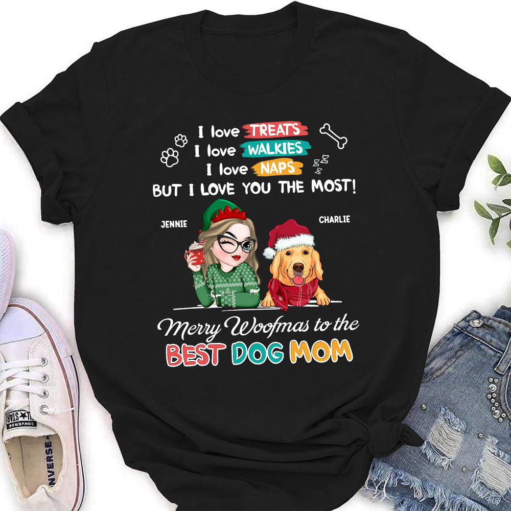 Merry Woofmas To Dad Mom - Exclusive Personalized Custom Women's T-shirt for Pet Lovers